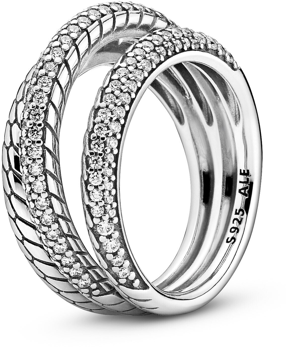 Pandora Triple Band Pavé Snake Chain Pattern Ring (199083C01)