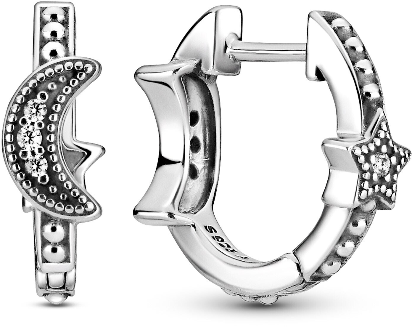 Pandora Crescent Moon & Stars Beaded Hoop Earrings (299152C01)