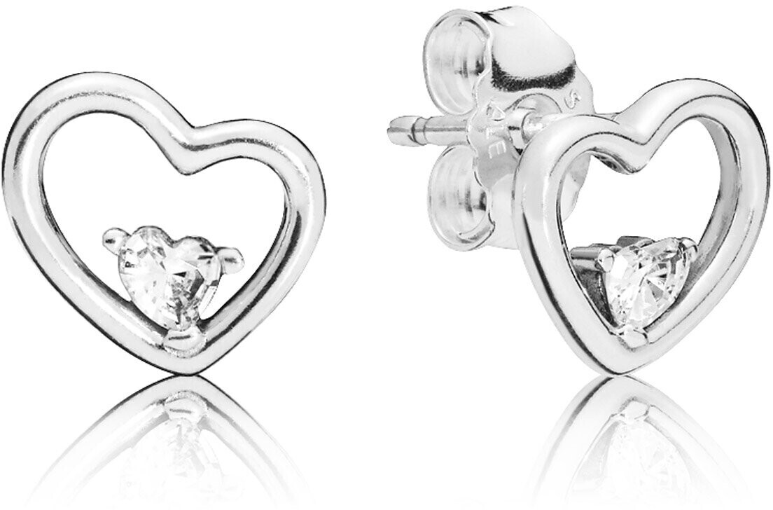 Pandora Asymmetrical Heart Stud Earrings (297813CZ)