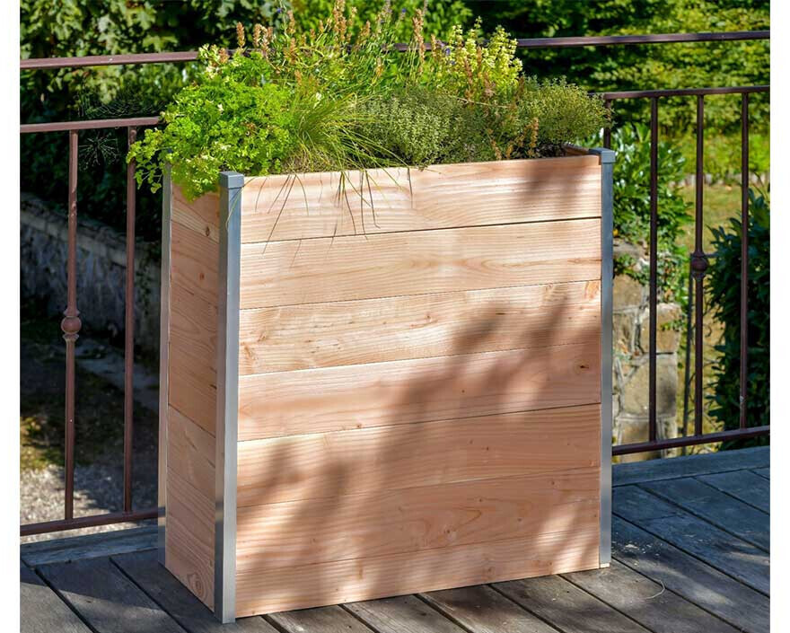 Mon Petit Potager Jardinière en bois douglas &  aluminium 75 x 35 x 80 cm