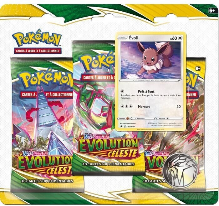Asmodée Pokémon Pack 3 boosters Ramoloss de Galar/Évoli (français)