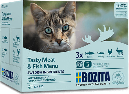 Buy Bozita Cat Tasty Meat Fish Menu Grainfree Wet Food 12x85g