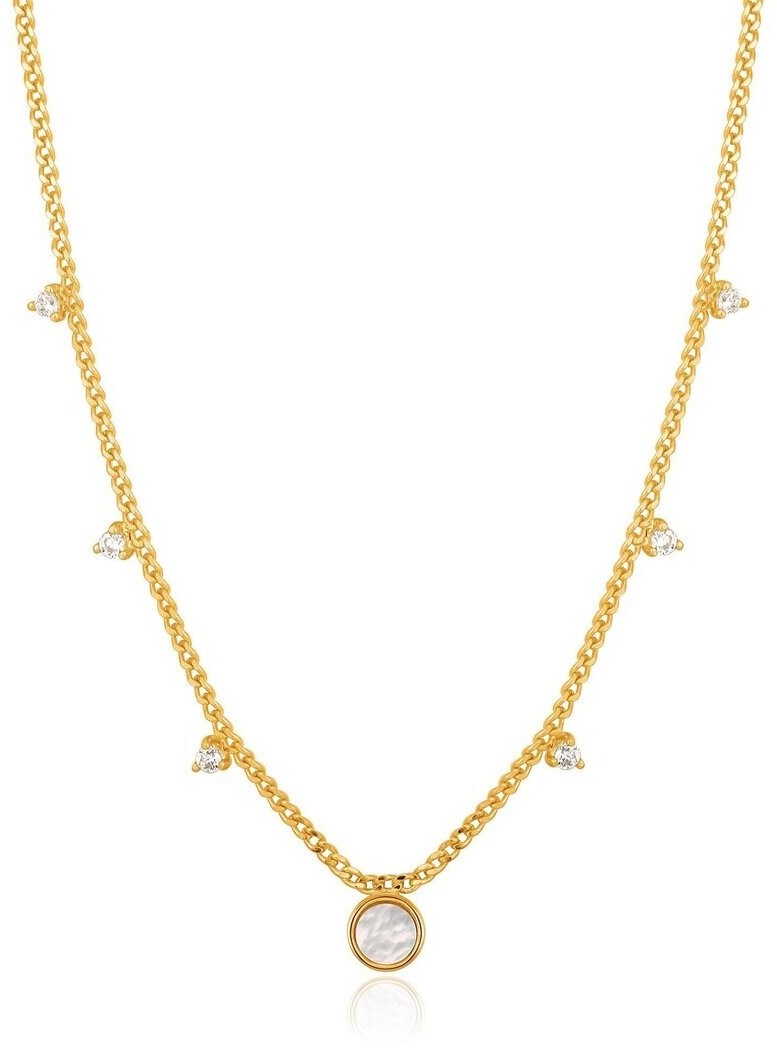 Ania Haie Mother Of Pearl Drop Disc Necklace (N022-03) gold