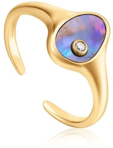 Ania Haie Gold Tidal Abalone Adjustable Signet Ring (R027-01G)