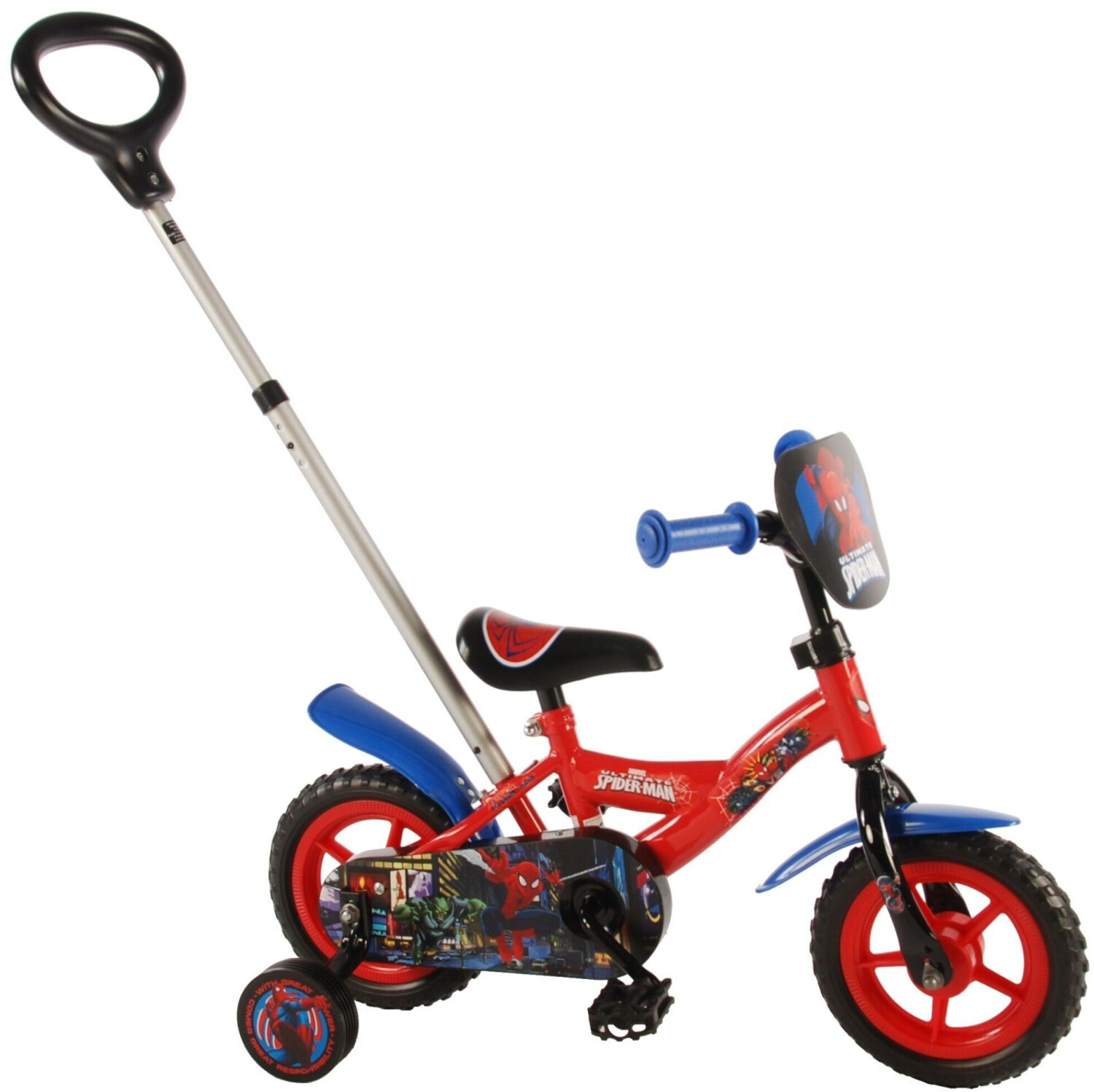 Guizmax Vélo Spider-Man 10'' avec canne parentale
