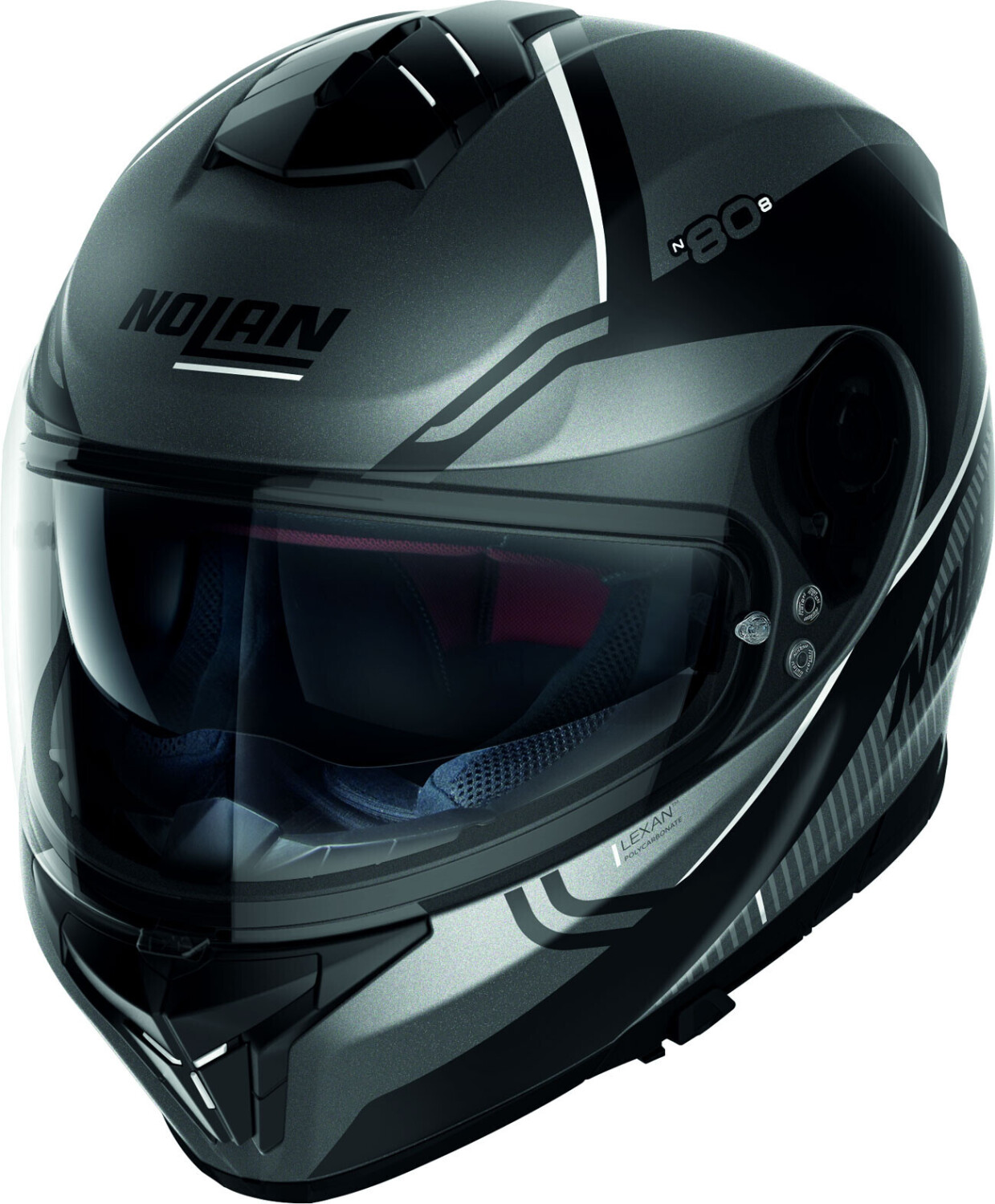 Nolan N80-8 Astute N-Com Flat Lava gris/blanc
