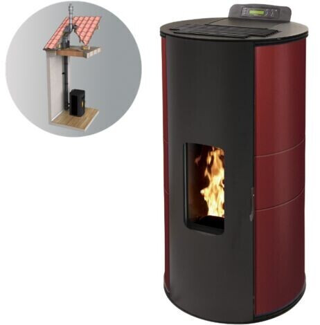 Interstoves Gianni 9 kW étanche avec kit conduit 80/125 bordeaux télécommande