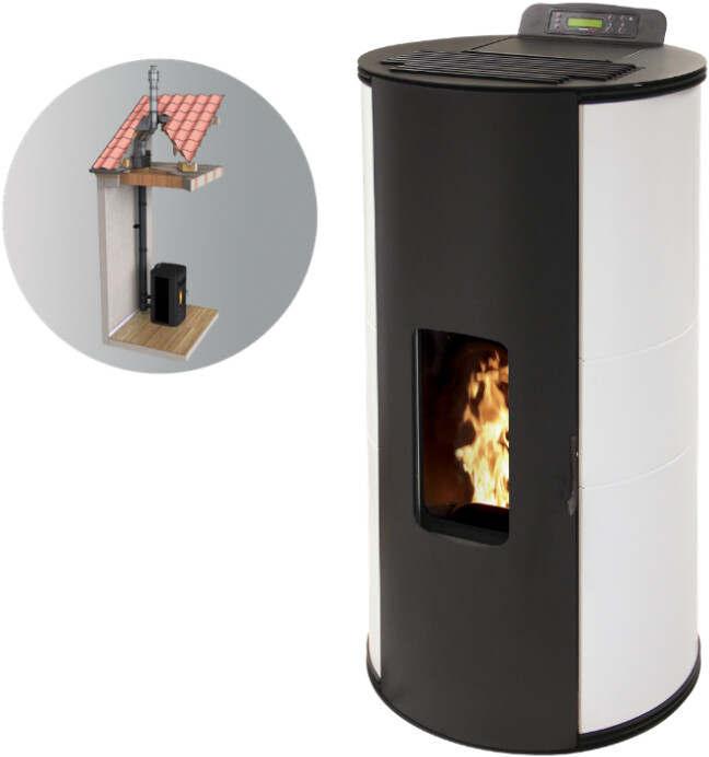Interstoves Gianni 9 kW étanche avec kit conduit 80/125 blanc télécommande