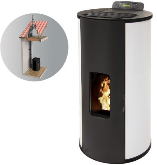 Interstoves Gianni 9 kW étanche avec kit conduit 100/150 blanc télécommande