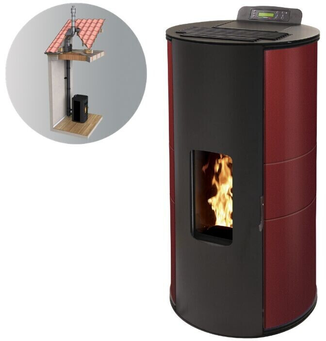 Interstoves Gianni 9 kW étanche avec kit conduit 100/150 bordeaux télécommande WiFi