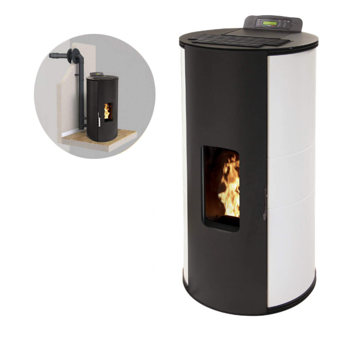 Interstoves Gianni 9 kW étanche avec kit conduit sortie ventouse blanc télécommande