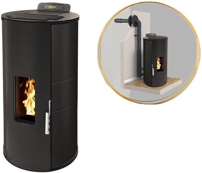 Interstoves Gianni 9 kW étanche avec kit conduit sortie ventouse noir WiFi