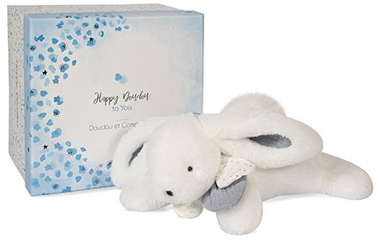 Doudou et Compagnie Happy Glossy pantin pompon blanc 25 cm