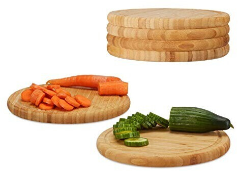 Relaxdays Bamboo Breakfast Board Set round 25 cm (6 pcs)