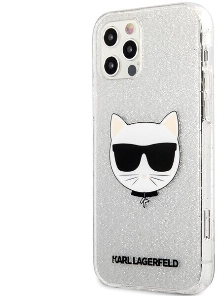 Karl Lagerfeld Choupette Head Glitter Kryt for Apple iPhone 12 Pro Max Silver