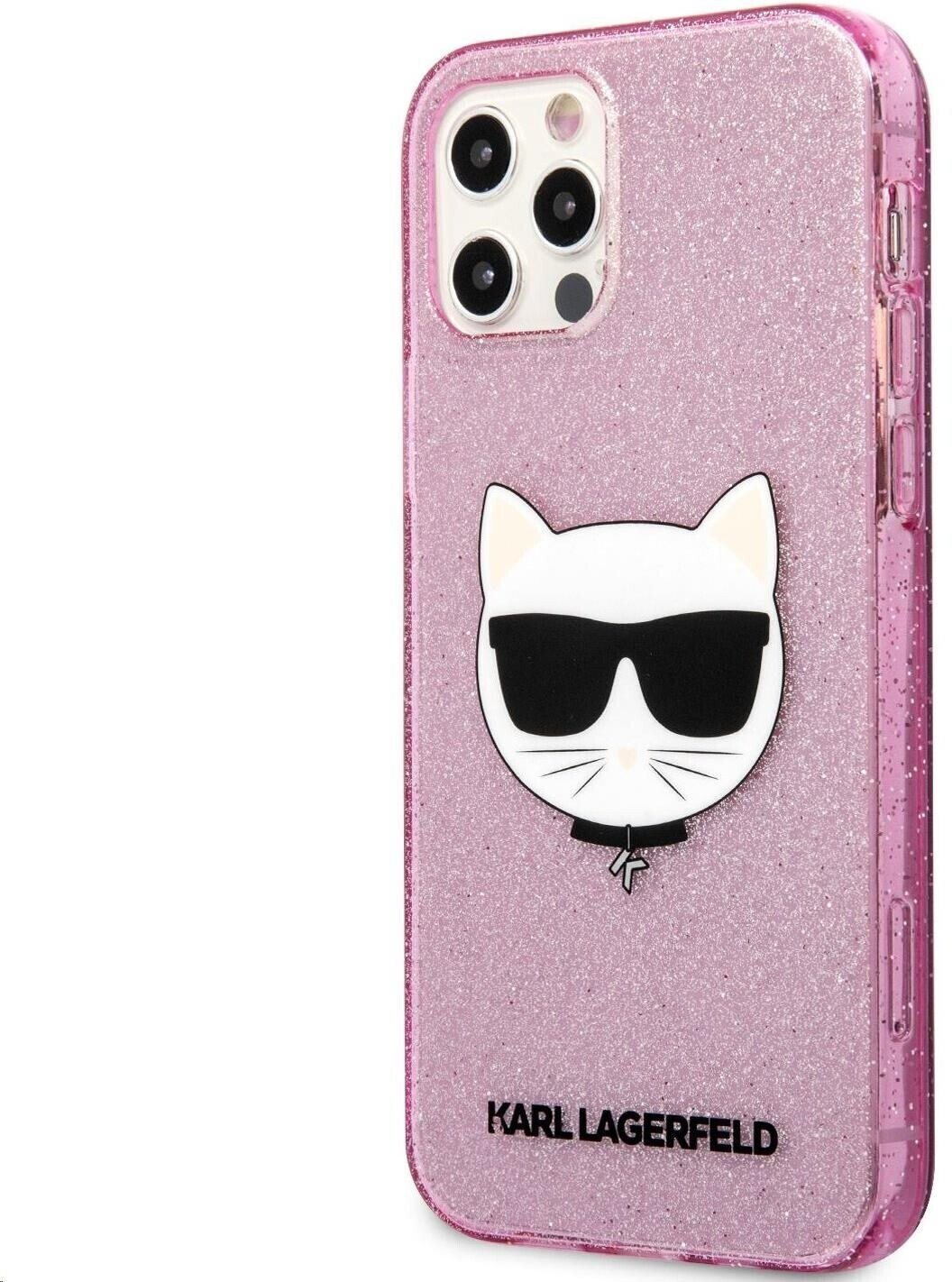 Karl Lagerfeld Choupette Head Glitter Kryt for Apple iPhone 12/12 Pro Pink