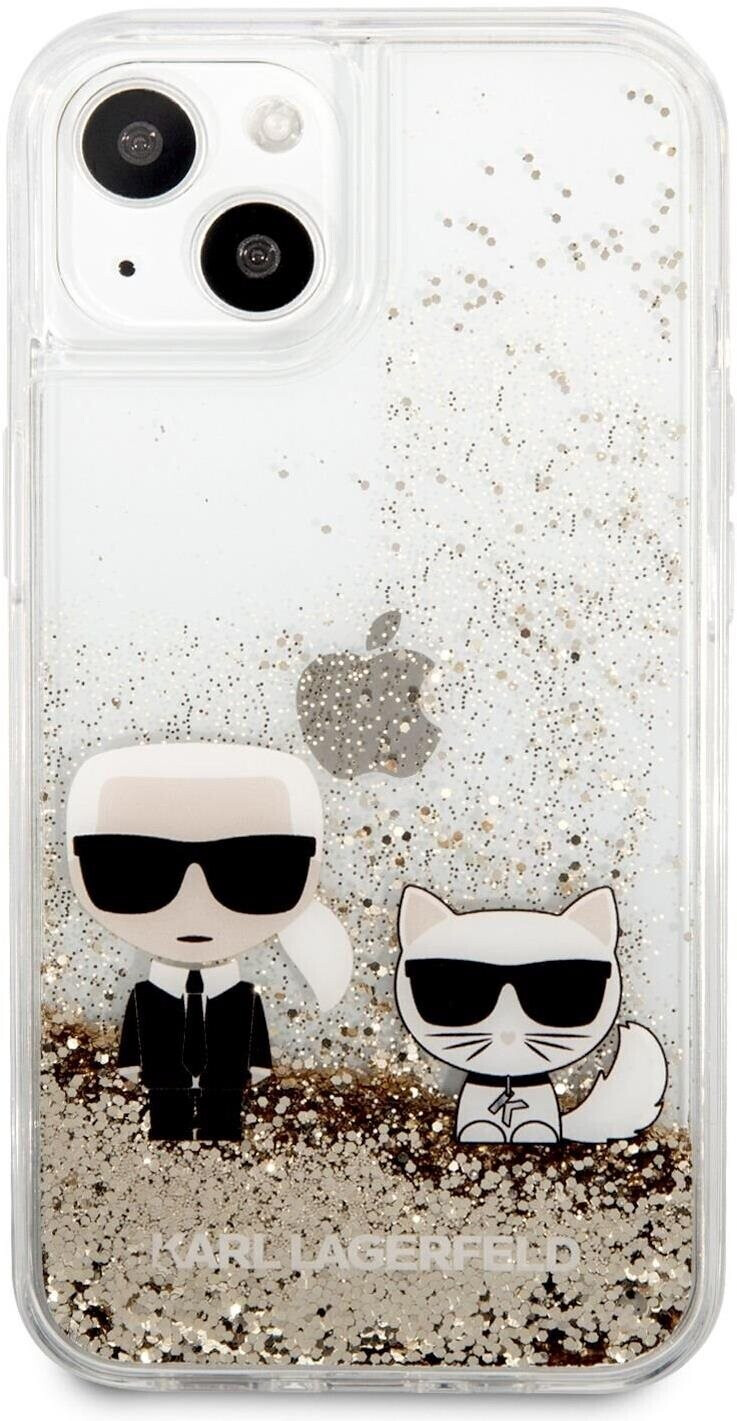 Karl Lagerfeld Liquid Glitter Karl and Choupette Cover for Apple iPhone 13 - Gold