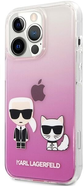 Karl Lagerfeld PC/TPU Ikonik Karl and Choupette Cover for Apple iPhone 13 Pro Max - Pink