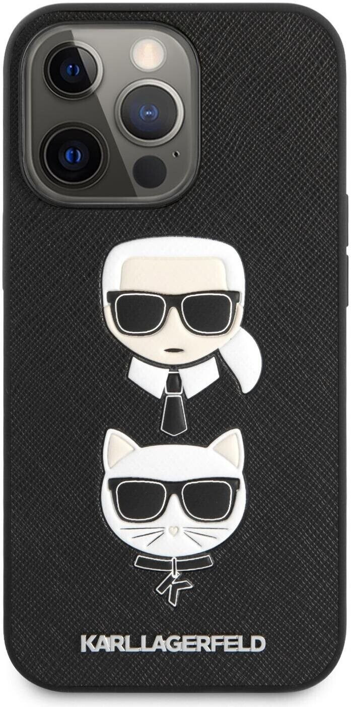 Karl Lagerfeld PU Saffiano Karl and Choupette Heads Cover for Apple iPhone 13 Pro - black