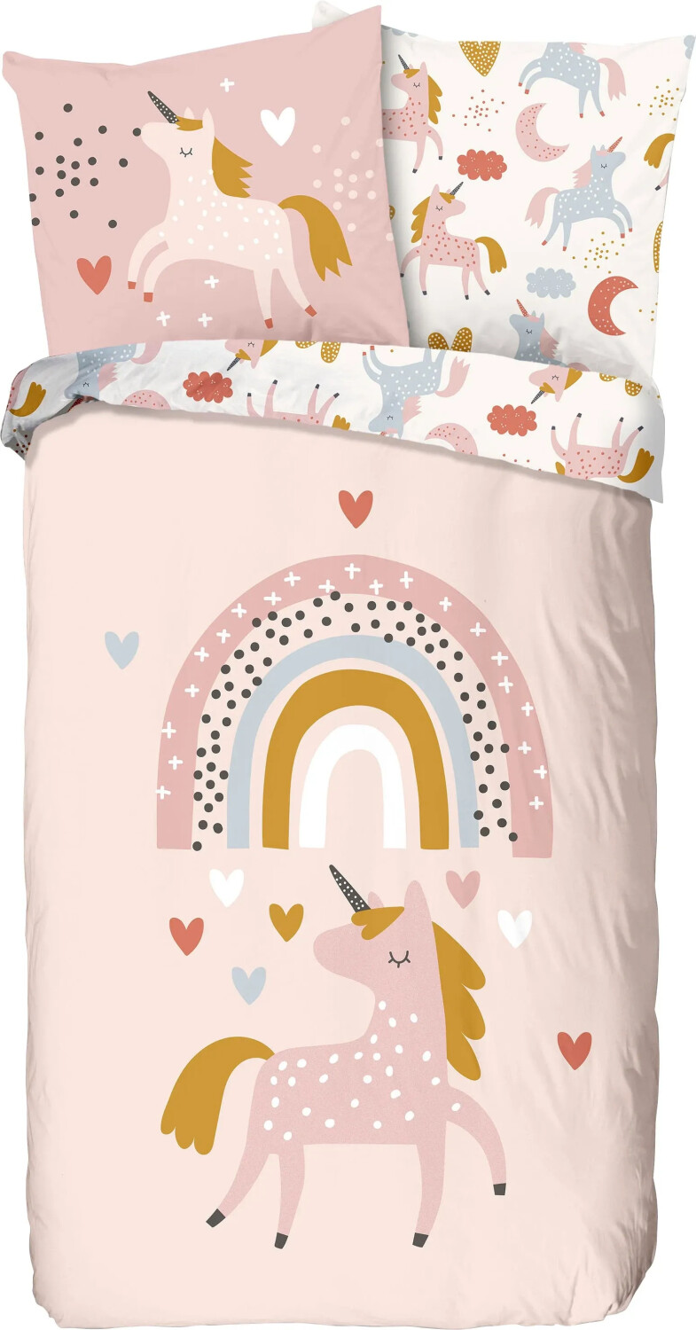 Good Morning Unilove 80x80 + 135x200cm pink cotton
