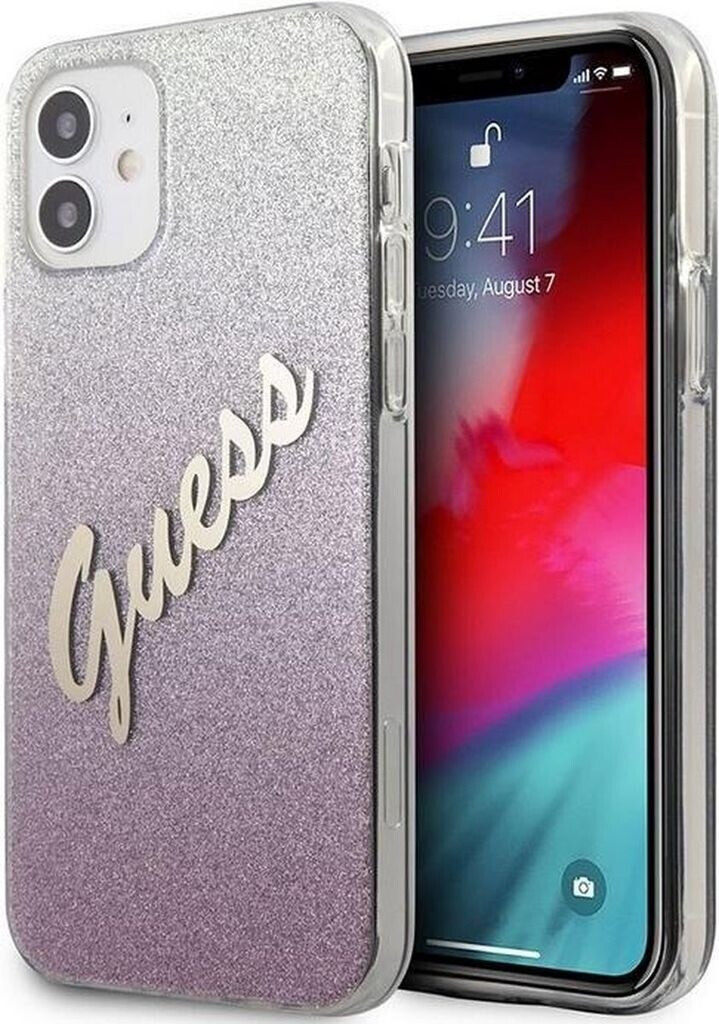 Guess Glitter Gradient Script iPhone 12 Mini Rosa