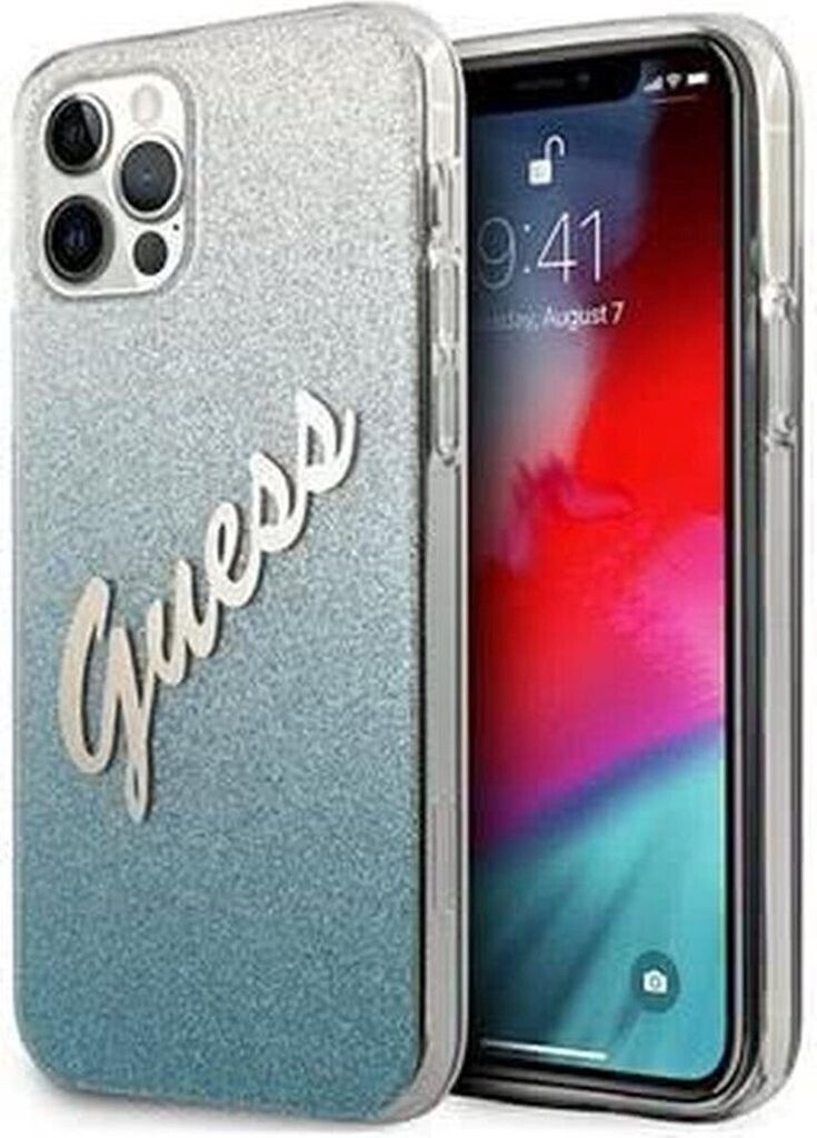 Guess Glitter Gradient Script iPhone 12 Pro Max Blue