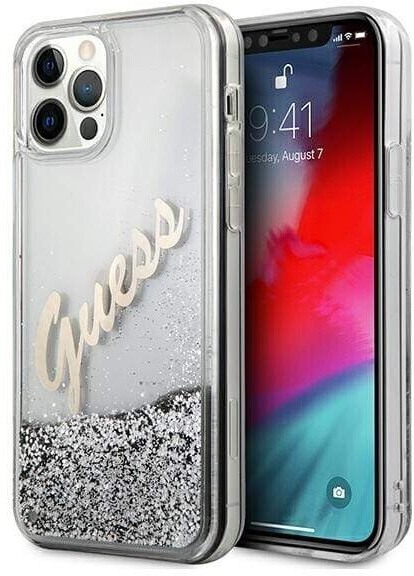 Guess Schutzhülle mit Glitzer Guess Liquid Glitter Vintage iPhone 12 Pro Max Silver