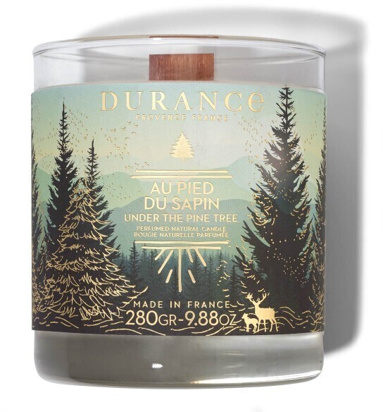 Durance Bougie parfumée mèche bois au pied du sapin