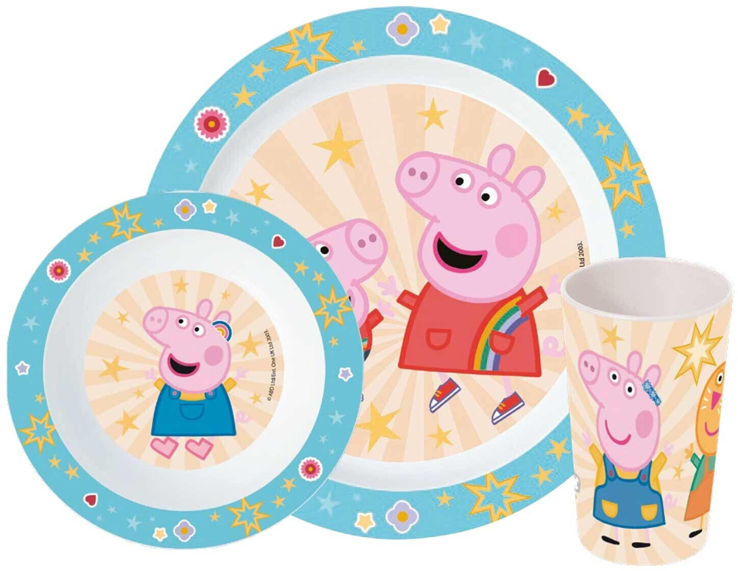 P:os Breakfast Set Peppa Pig: Plate, Bowl, Glass
