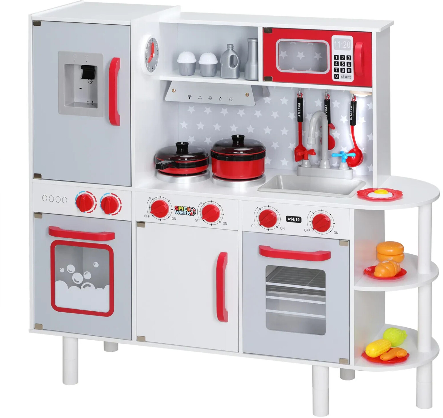 Spielwerk XL Wooden Play Kitchen with 38 Accesorries