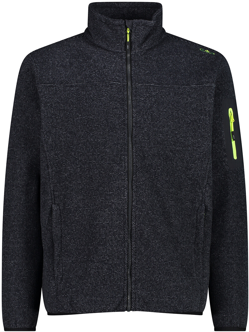 CMP Men's Fleece Jacquard-Knit-Tech Jacket (38H2237) anthracite-grey-yellow fluo