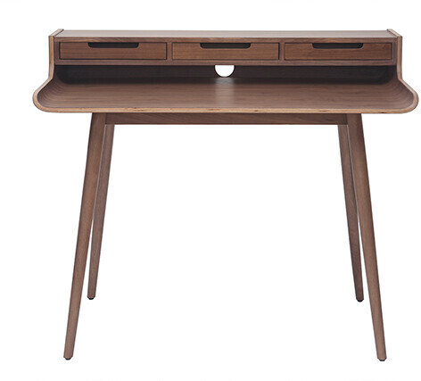 Bureau avec rangements 3 tiroirs vintage bois foncé noyer L132 cm HALLEN -  Miliboo