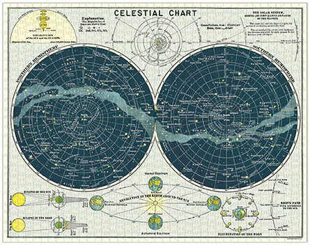 Cavallini Vintage Puzzle Celestial Chart 55x70cm 1000 pcs