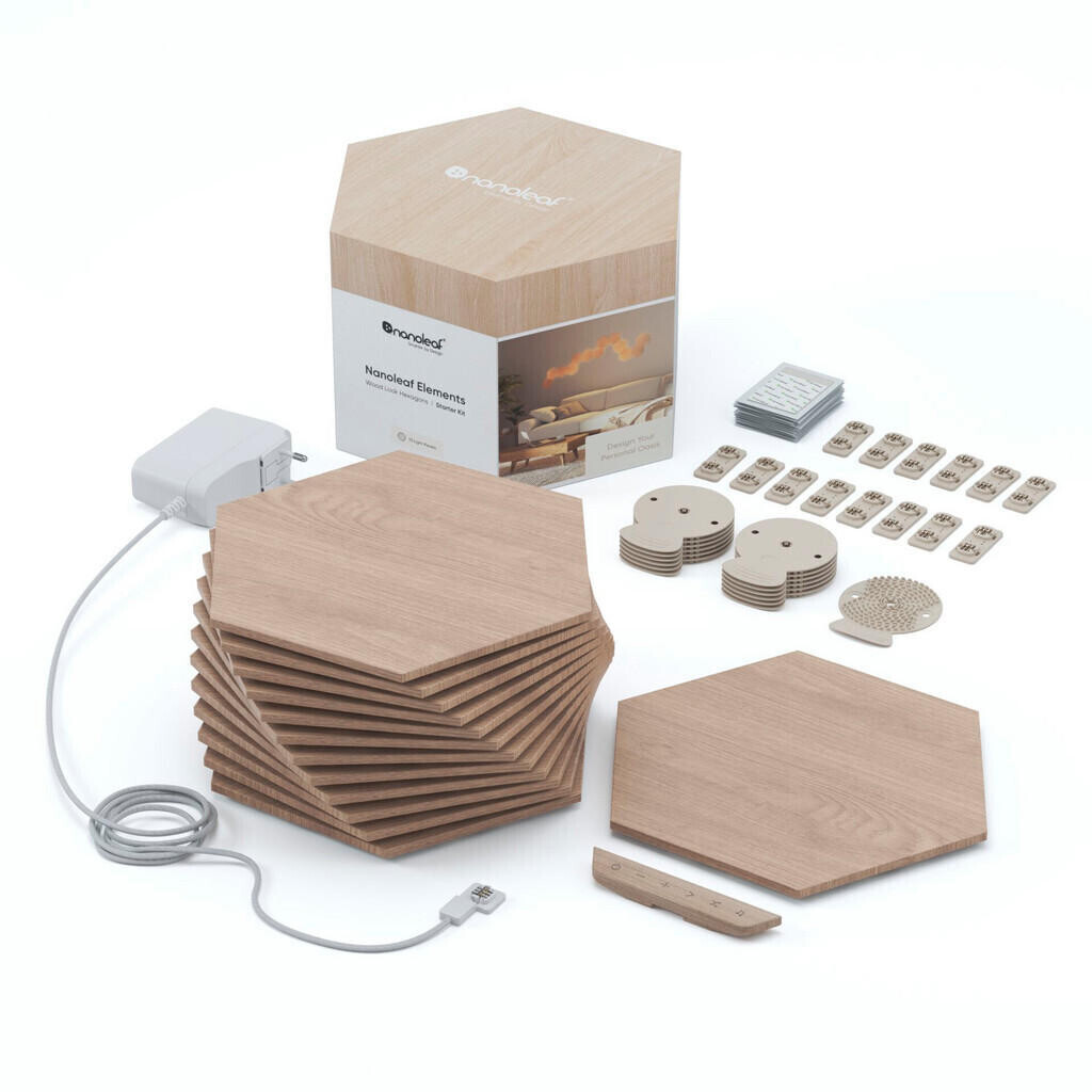Nanoleaf Elements Hexagons Wood Look Starter Kit with 13 panels (NL52-K-3002HB-13PK)