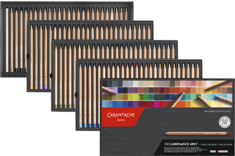 Caran d'Ache Case 100 colors LUMINANCE (6901) + 2 blenders
