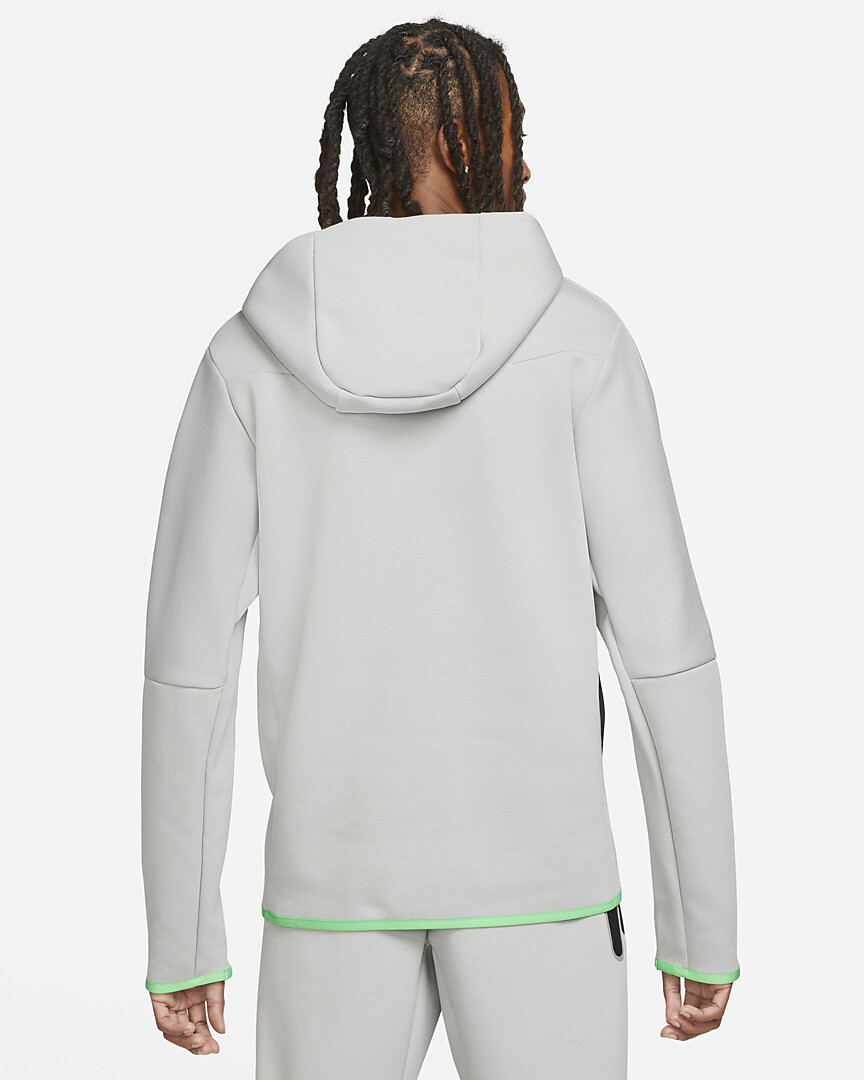 Nike Tech Fleece Windrunner Full Zip Hoodie (CU4489) light smoke grey/anthracite/light green 