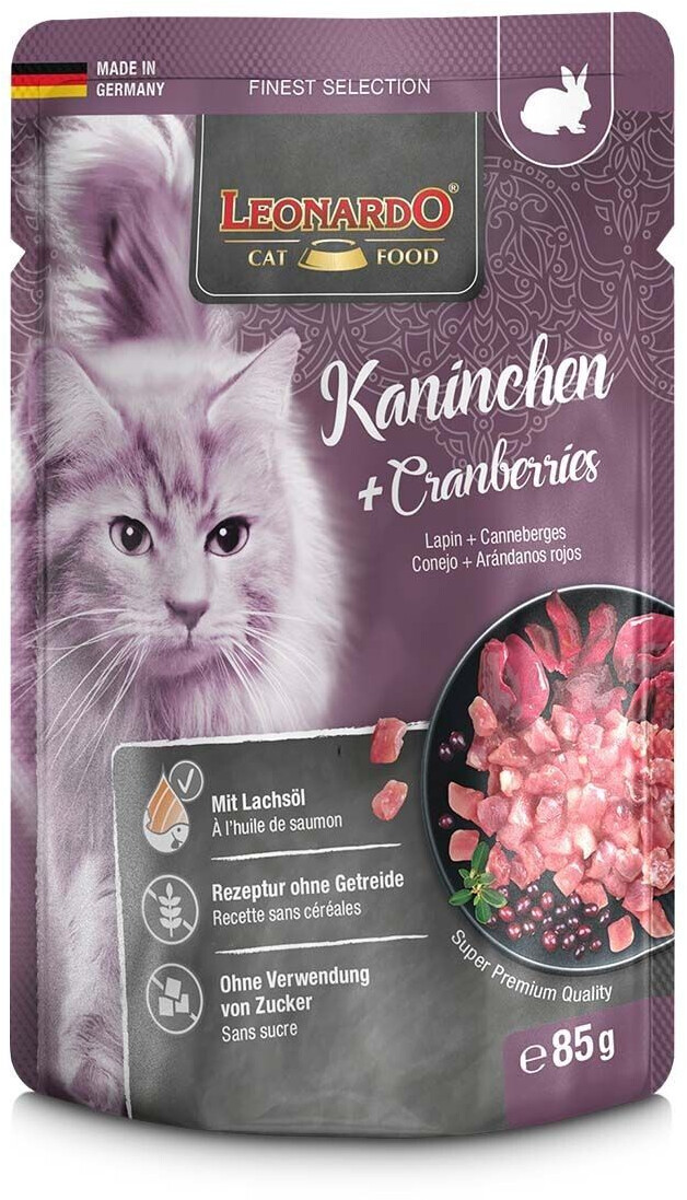 LEONARDO Cat Food Cat Finest Selection Rabbit + Cranberries 85g