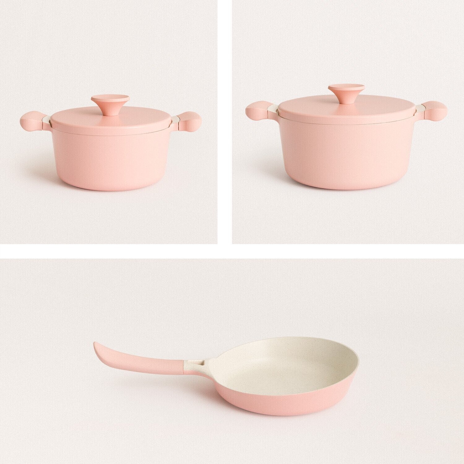 Ikohs Batterie Cuisine 2 casseroles UMA + 1 casserole NOA Rose pastel