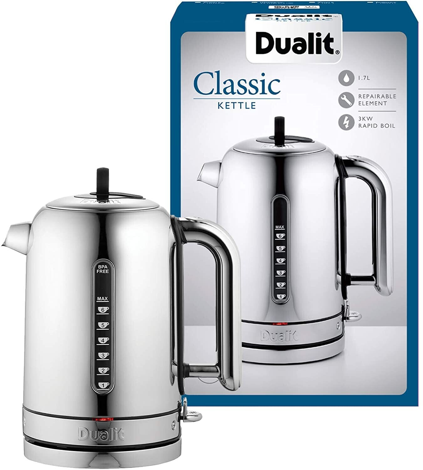 Dualit Kitchen Electric water rapidboil 72796 Classic Jug Kettle Stainless  Steel