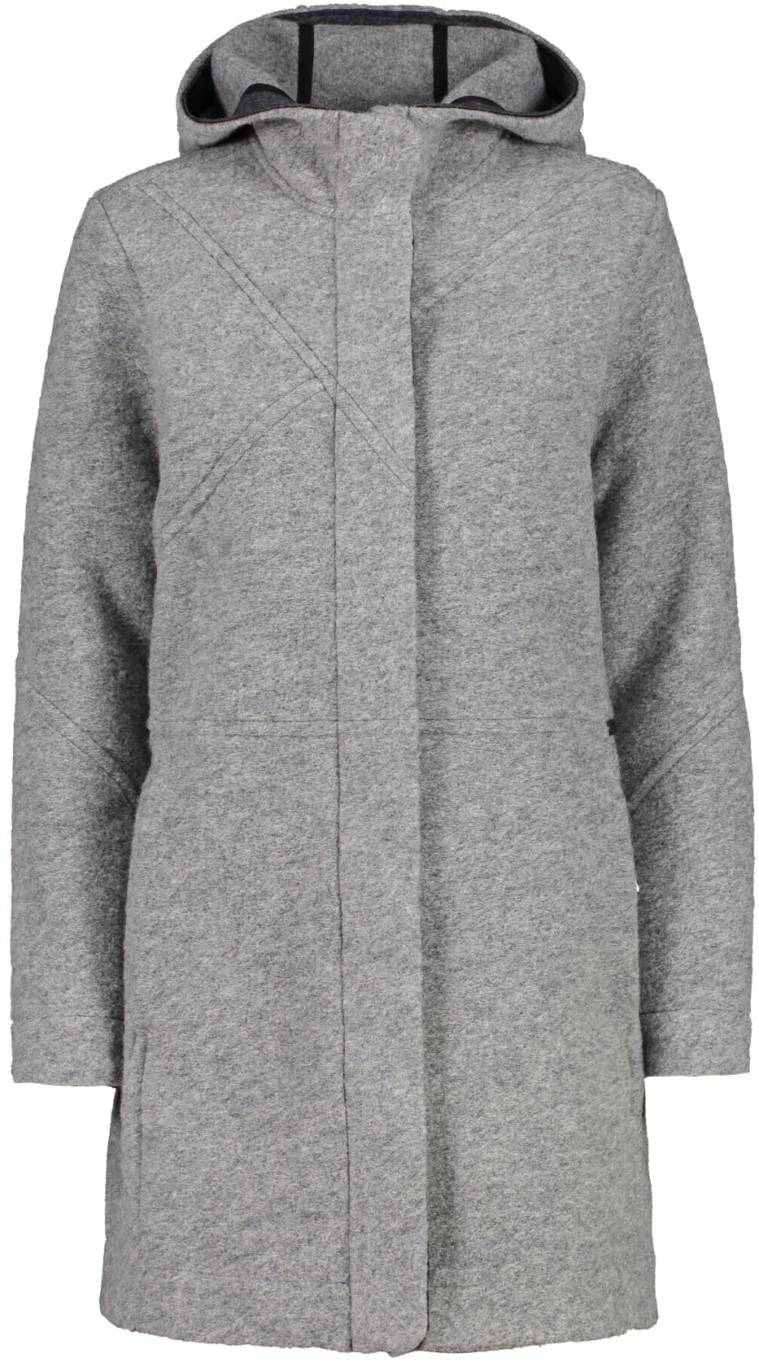 CMP Women's Hooded Coat in Wool Blend grey melange