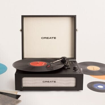 WOODS & GO DESIGN CREATE Record Player Compact black