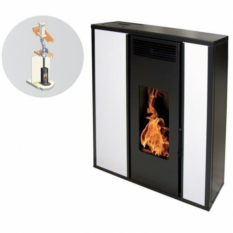 Interstoves Tessa 10 kW étanche concentrique avec kit conduit vertical 80/125 blanc WiFi télécommande