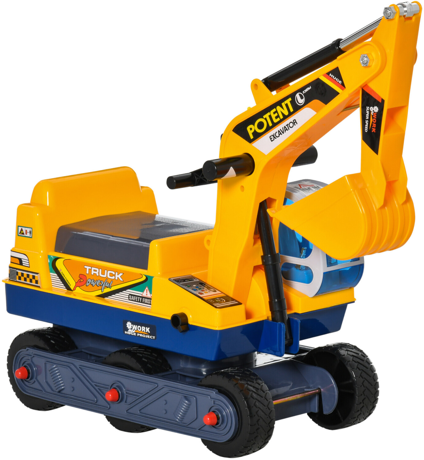 HomCom Porteur tractopelle avec pelleteuse articulée et casque 2-3 ans (370-174)