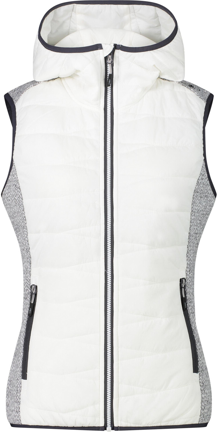 CMP Women's Hooded Hybrid Knitech Vest Jacket with Front Padding plaster