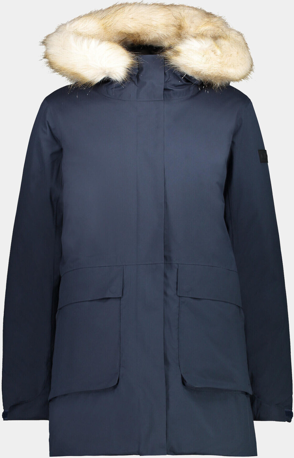 CMP Women's Quilted Parka with Eco-Fur Hood black blue