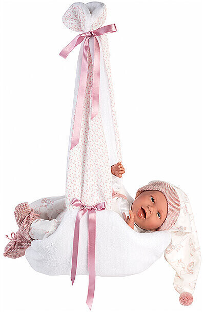 Llorens Baby doll with hanging cradle pink 42 cm