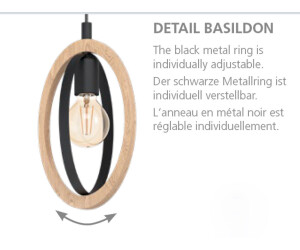Eglo Basildon Pendelleuchte schwarz und 23,19 ab E27 bei braun (43461) Preisvergleich | 1-flammig €
