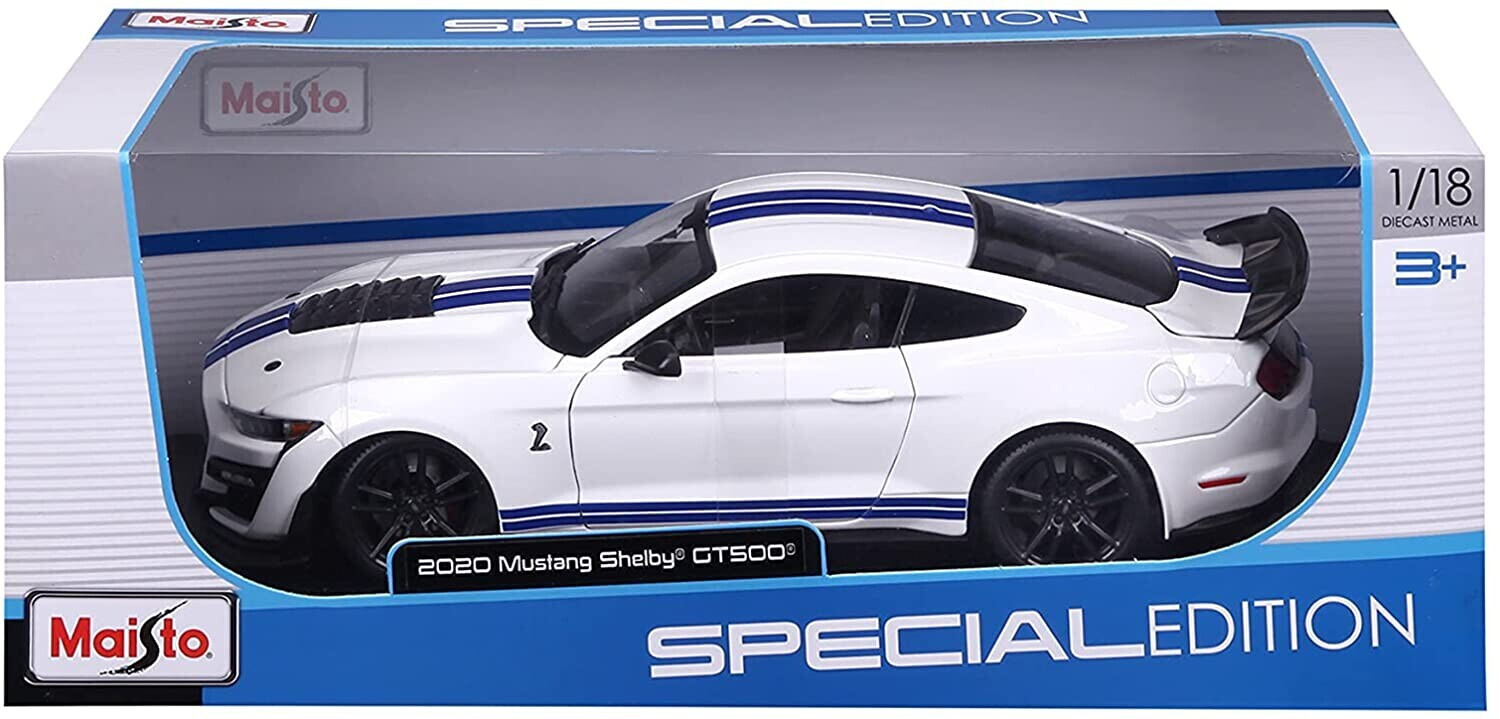 Maisto Mustang Shelby GT 500 2020 blanc bleu 1 18 31452 au meilleur prix sur idealo