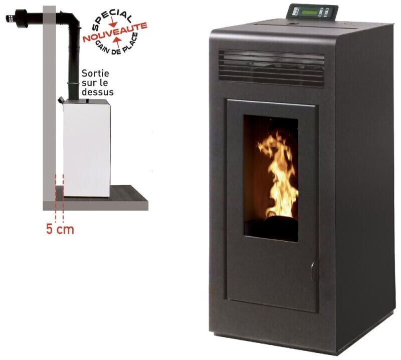 Interstoves Marina 13 kW étanche avec kit conduit sortie ventouse sortie dessus noir WiFi télécommande