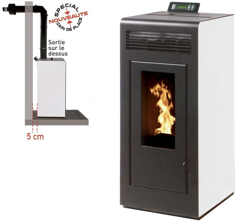 Interstoves Marina 13 kW étanche avec kit conduit sortie ventouse sortie dessus blanc
